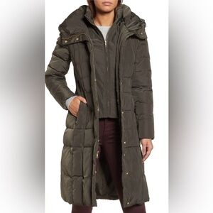 Like New Cole Haan Bib Insert Down & Feather Fill Coat FOREST, Size M